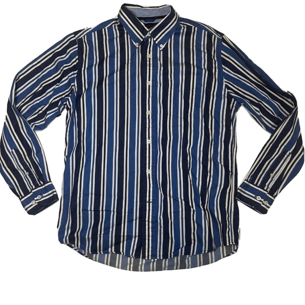Tommy Hilfiger Men Vertical Stripe Long Sleeve Button Up Shirt Size Medium